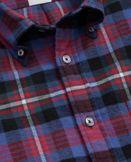 Portuguese Flannel Polo Button Down Collar, Bright Plaid Shirt, image 2