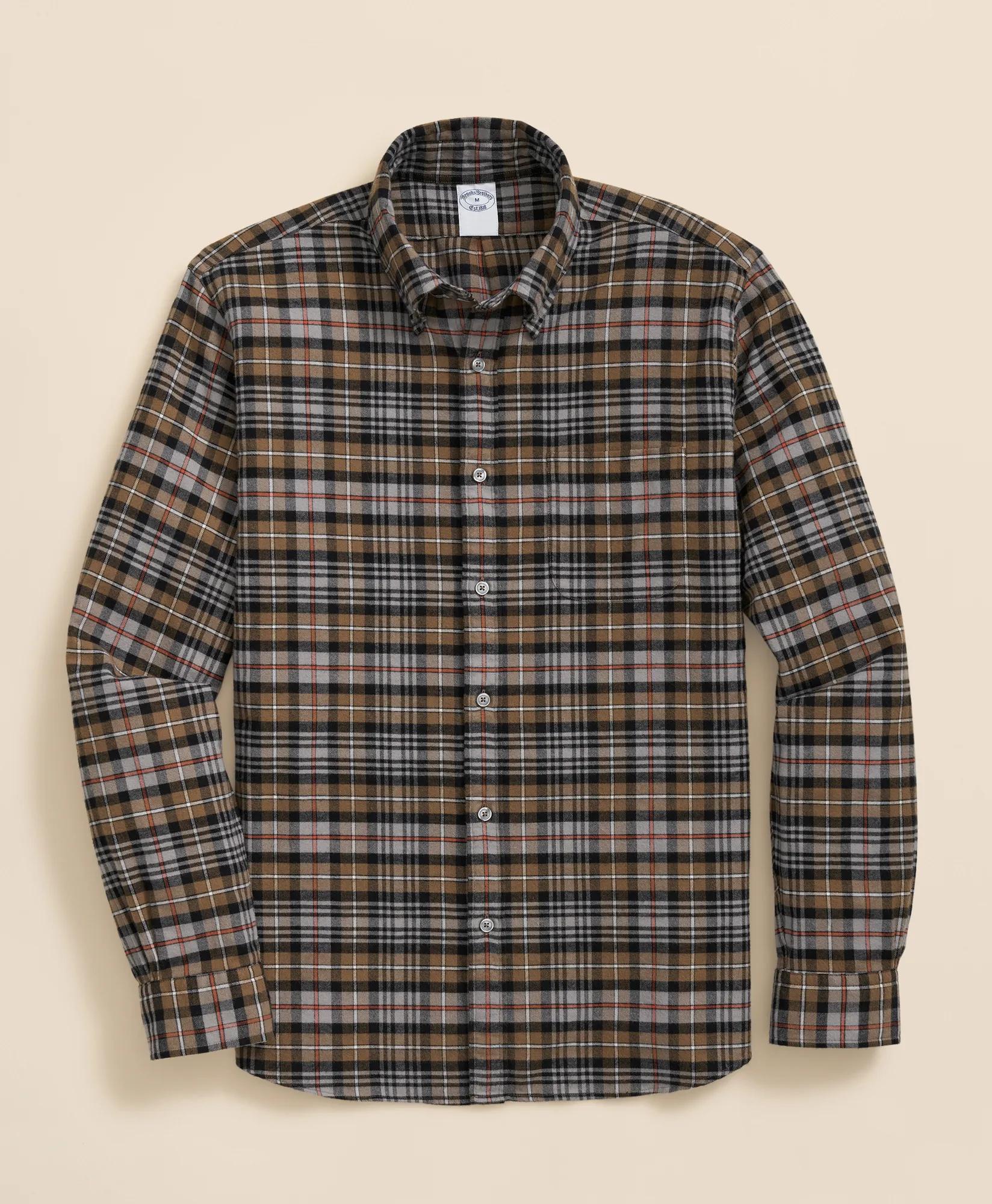 Portuguese Flannel Polo Button Down Collar, Plaid Shirt, image 1