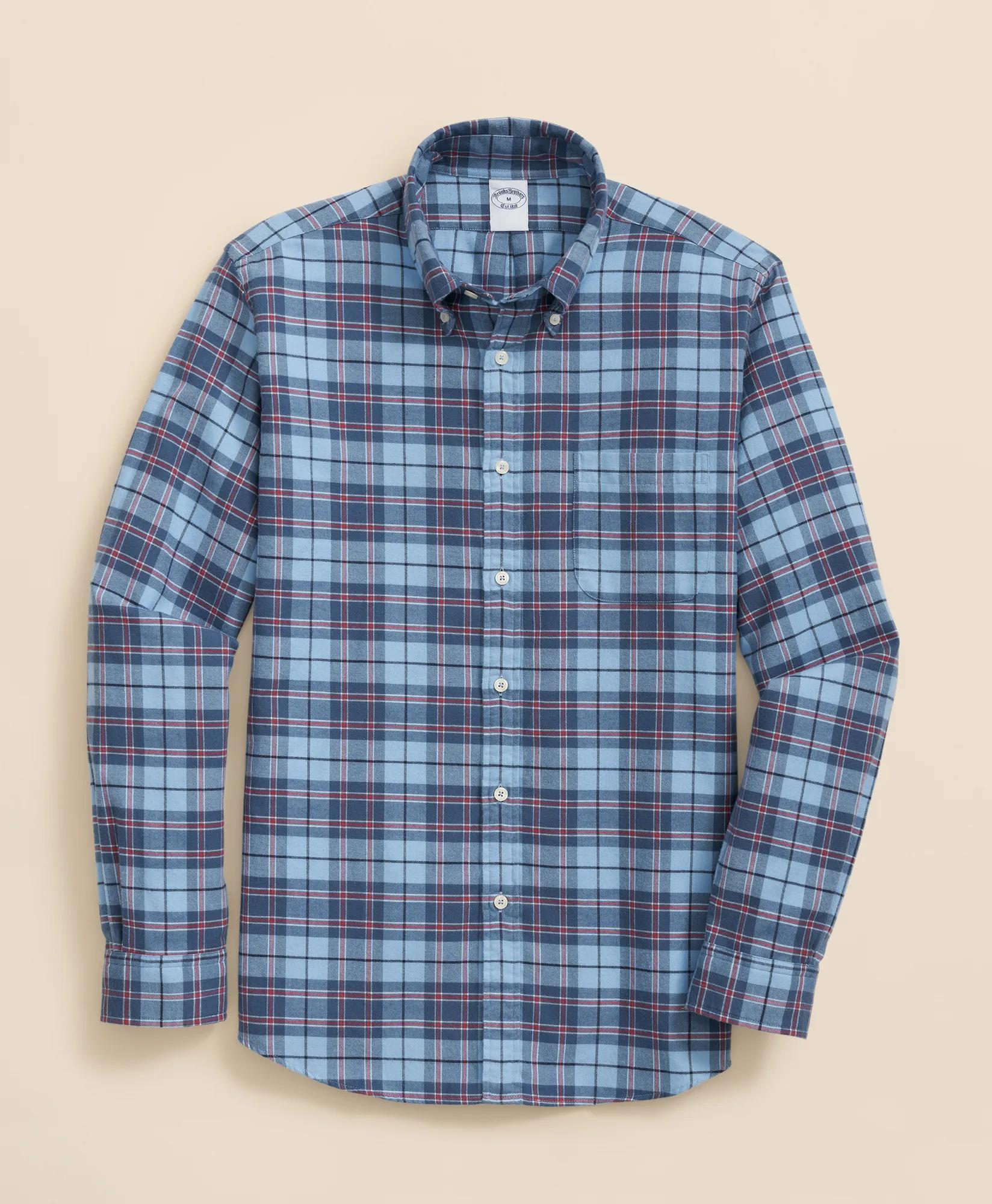 Portuguese Flannel Polo Button Down Collar, Plaid Shirt, image 1