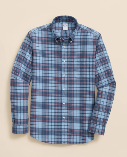 Portuguese Flannel Polo Button Down Collar, Plaid Shirt, image 1