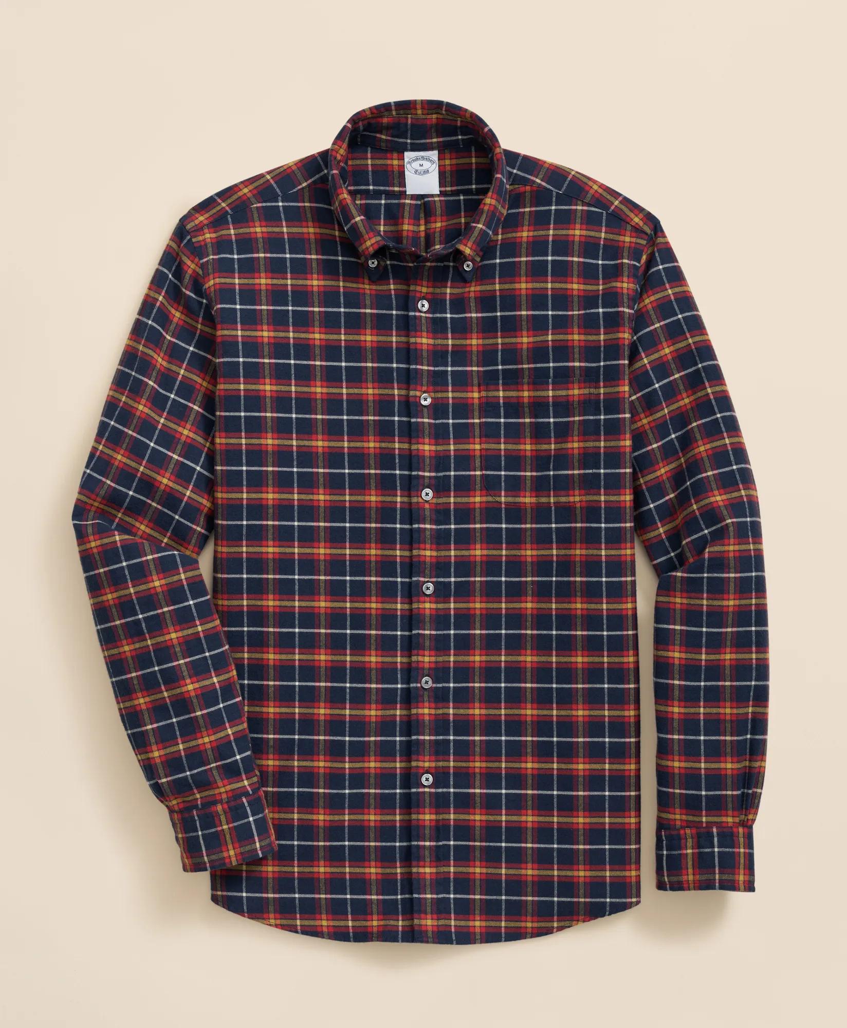 Portuguese Flannel Polo Button Down Collar, WIndowpane Shirt, image 1