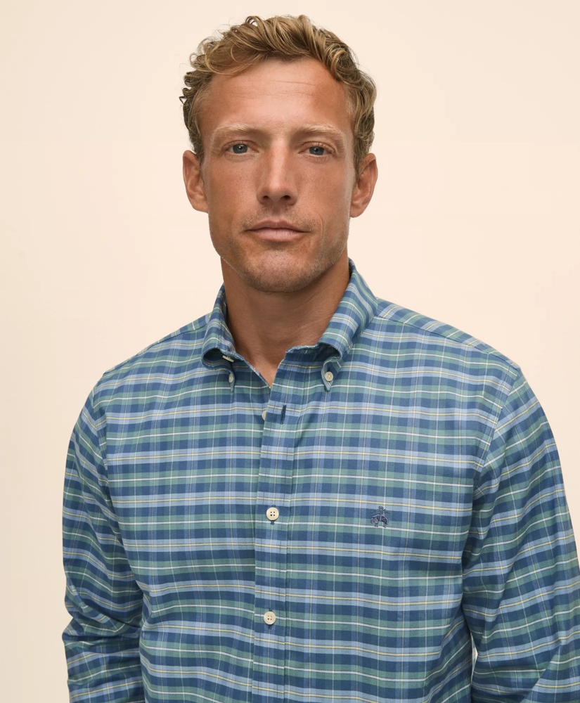 Stretch Non-Iron Oxford Button-Down Collar, Tartan Sport Shirt, image 3