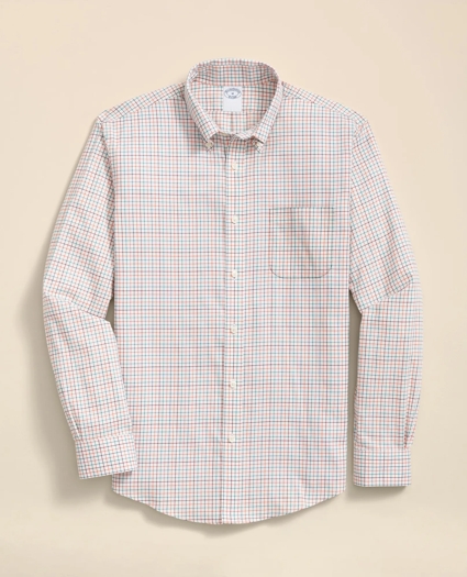 Stretch Supima® Cotton Non-Iron Twill Polo Button Down, Tattersall Sport Shirt, image 1