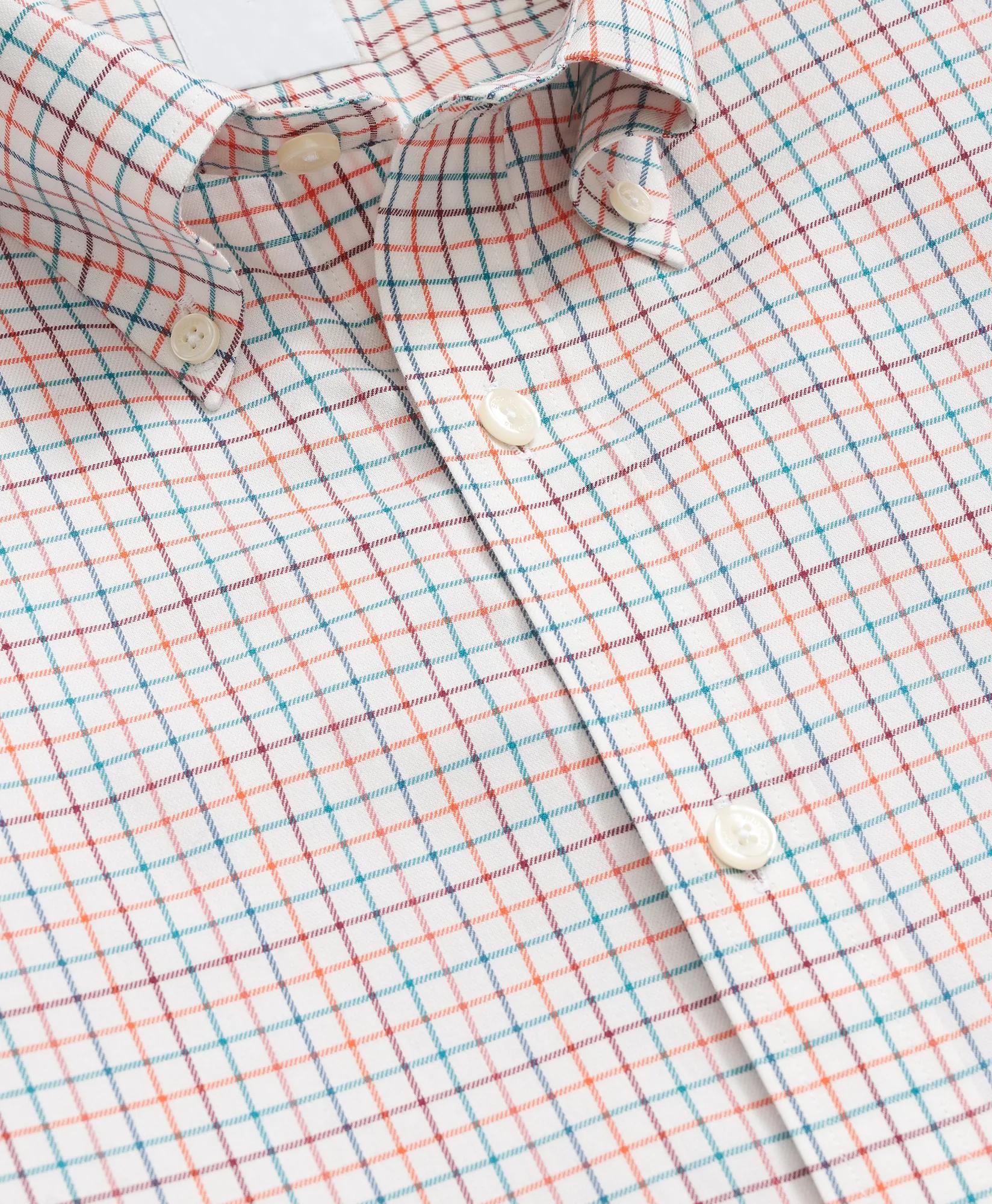 Stretch Supima® Cotton Non-Iron Twill Polo Button Down, Tattersall Sport Shirt, image 2