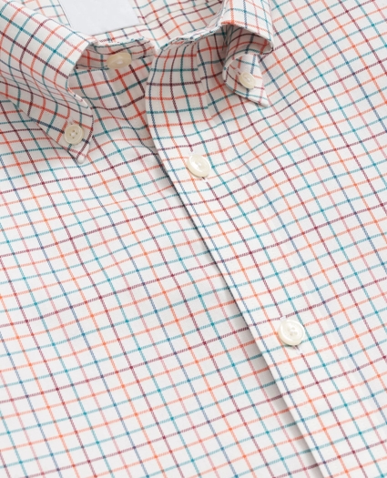 Stretch Supima® Cotton Non-Iron Twill Polo Button Down, Tattersall Sport Shirt, image 2