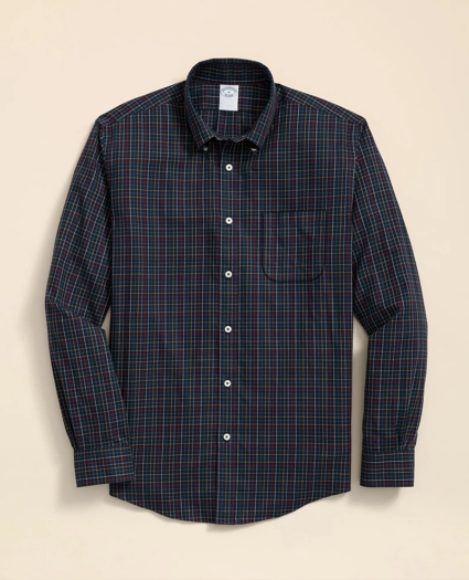 Stretch Supima® Cotton Non-Iron Twill Polo Button Down, Tattersall Sport Shirt, image 1