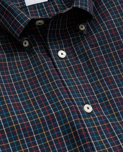Stretch Supima® Cotton Non-Iron Twill Polo Button Down, Tattersall Sport Shirt, image 2