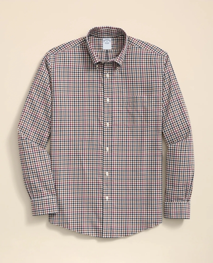 Stretch Supima® Cotton Non-Iron Twill Polo Button Down, Check Sport Shirt, image 1