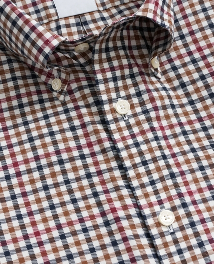 Stretch Supima® Cotton Non-Iron Twill Polo Button Down, Check Sport Shirt, image 2