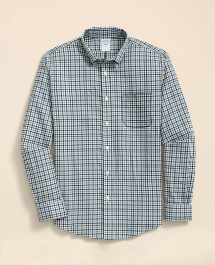Stretch Supima® Cotton Non-Iron Twill Polo Button Down, Check Sport Shirt, image 1