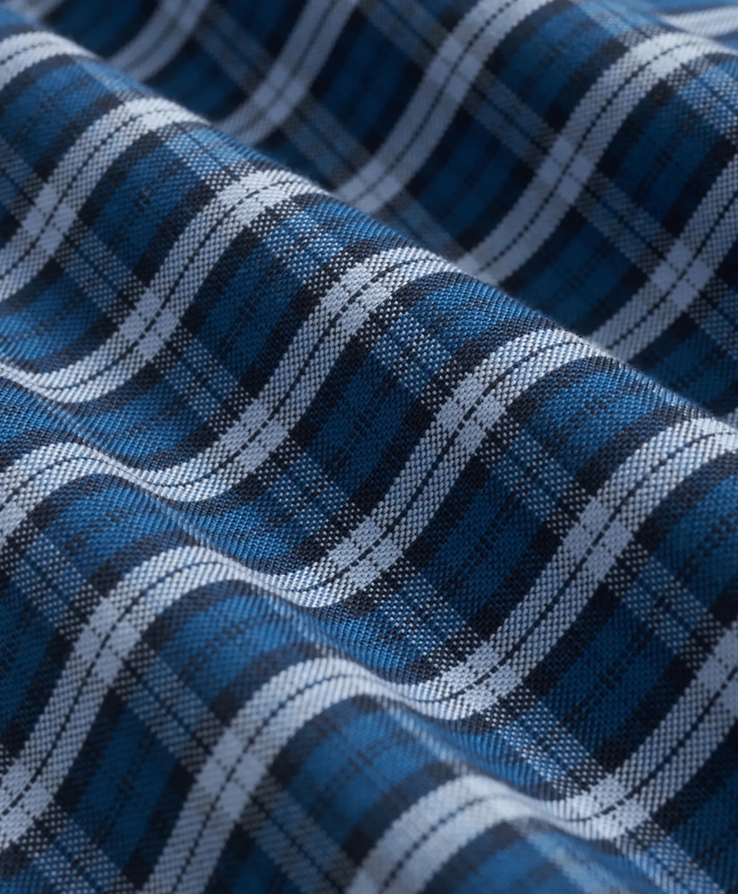 Stretch Cotton Non-Iron Oxford Polo Button Down Collar, Mini Tartan Shirt, image 3