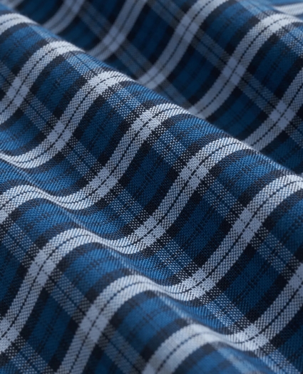 Stretch Cotton Non-Iron Oxford Polo Button Down Collar, Mini Tartan Shirt, image 3