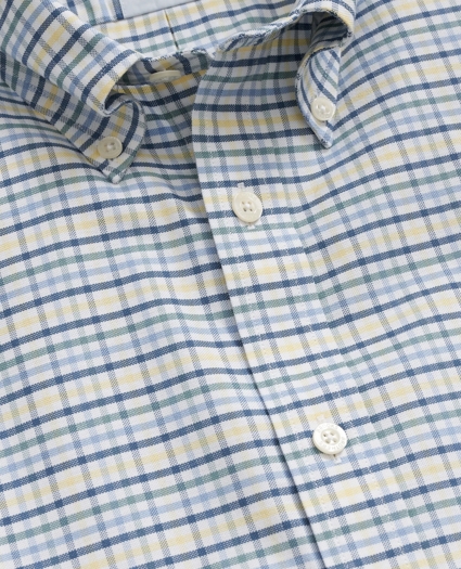 Stretch Non-Iron Oxford Button-Down Collar, Tattersall Sport Shirt, image 2