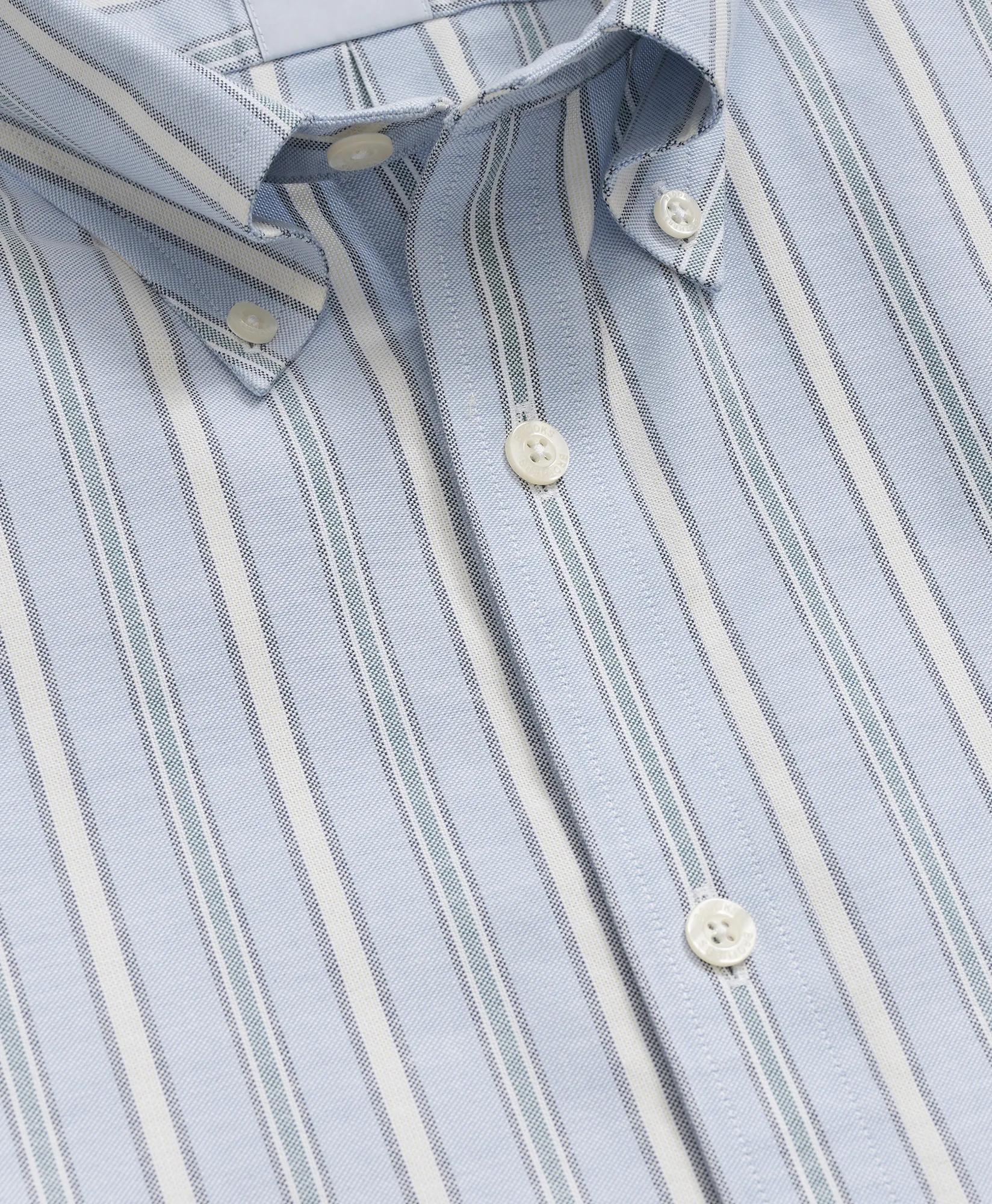 Stretch Non-Iron Oxford Button-Down Collar, Outline Stripe Sport Shirt, image 2