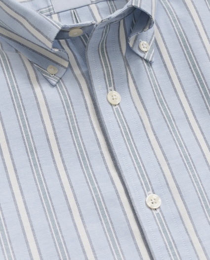 Stretch Non-Iron Oxford Button-Down Collar, Outline Stripe Sport Shirt, image 2