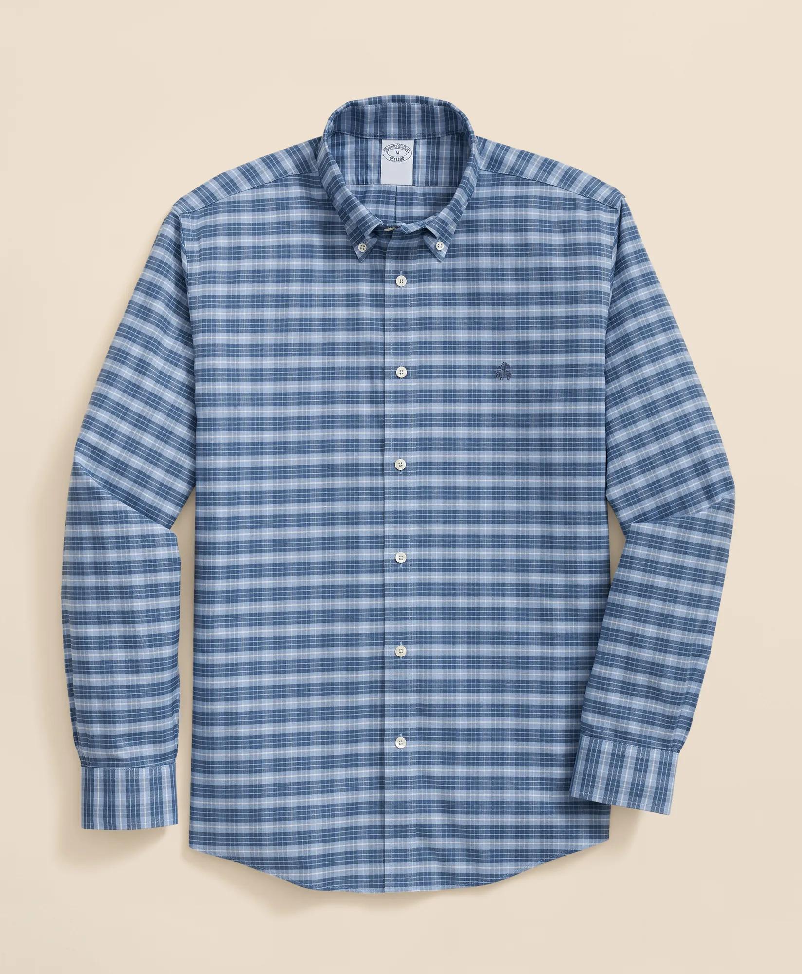 Stretch Non-Iron Oxford Button-Down Collar, Tartan Sport Shirt, image 1