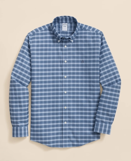 Stretch Non-Iron Oxford Button-Down Collar, Tartan Sport Shirt, image 1