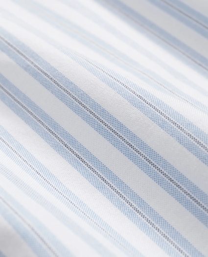 Stretch Cotton Non-Iron Oxford Polo Button Down Collar, Striped Shirt, image 3
