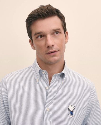 Brooks Brothers X PEANUTS Traditional Fit Cotton Oxford Button-Down Collar, Striped Sport Shirt, image 3