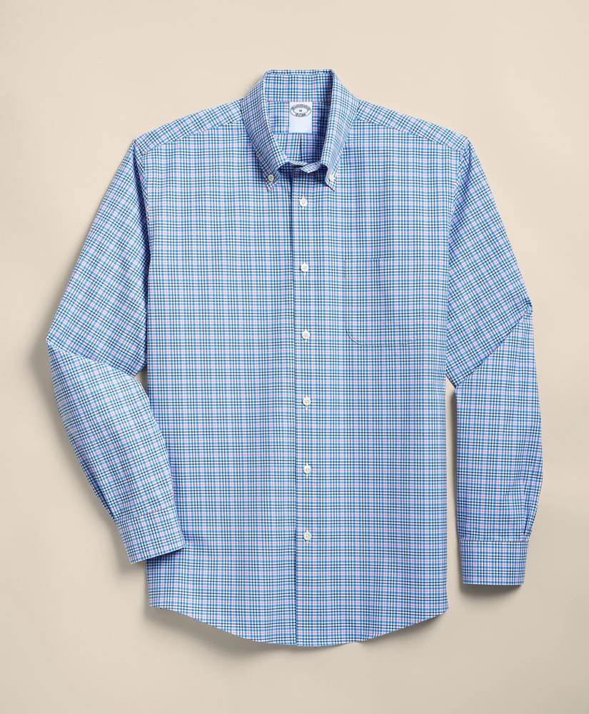 Stretch Cotton Non-Iron Broadcloth Polo Button-Down Collar, Multi-Check Sport Shirt, image 4