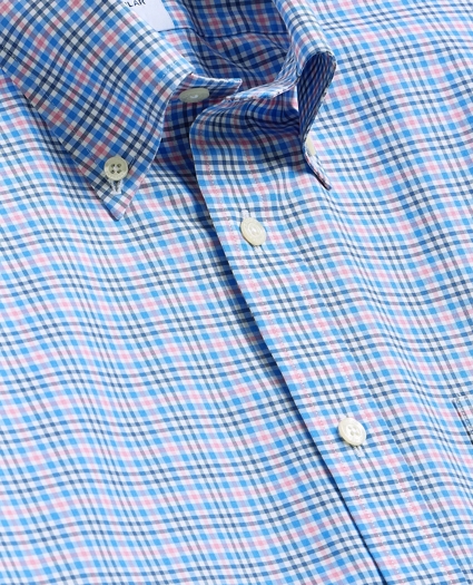 Stretch Cotton Non-Iron Broadcloth Polo Button-Down Collar, Multi-Check Sport Shirt, image 5