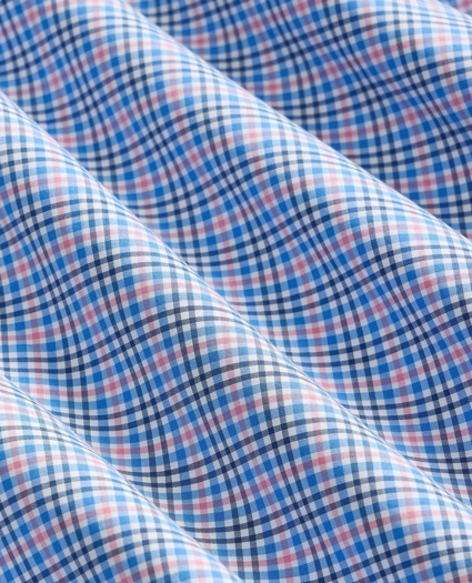 Stretch Cotton Non-Iron Broadcloth Polo Button-Down Collar, Multi-Check Sport Shirt, image 6