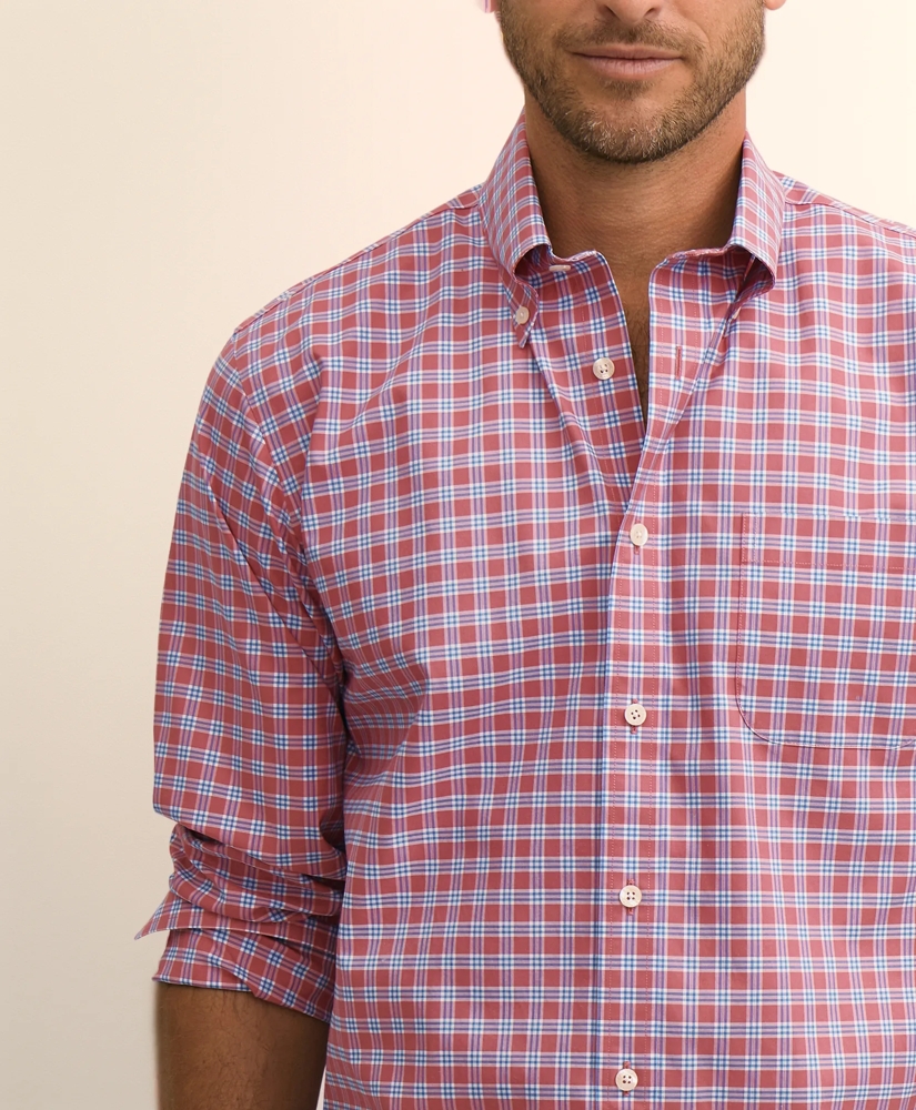 Stretch Supima&reg; Cotton Non-Iron Broadcloth Polo Button-Down Collar, Check Sport Shirt, image 3