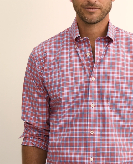 Stretch Supima&reg; Cotton Non-Iron Broadcloth Polo Button-Down Collar, Check Sport Shirt, image 3