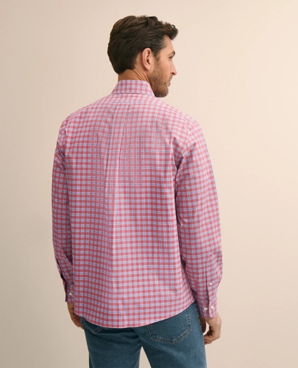 Stretch Supima&reg; Cotton Non-Iron Broadcloth Polo Button-Down Collar, Check Sport Shirt, image 4