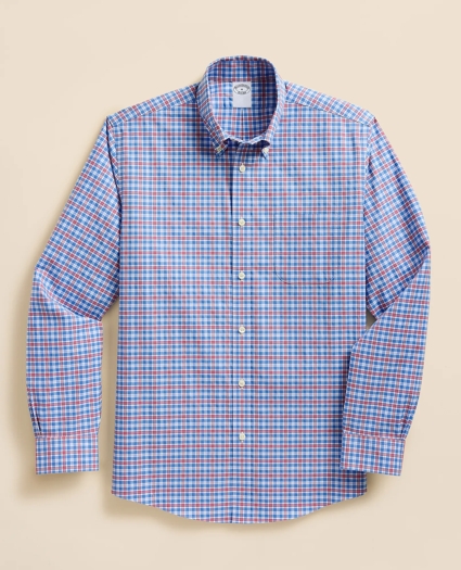 Stretch Supima&reg; Cotton Non-Iron Broadcloth Polo Button-Down Collar, Check Sport Shirt, image 2