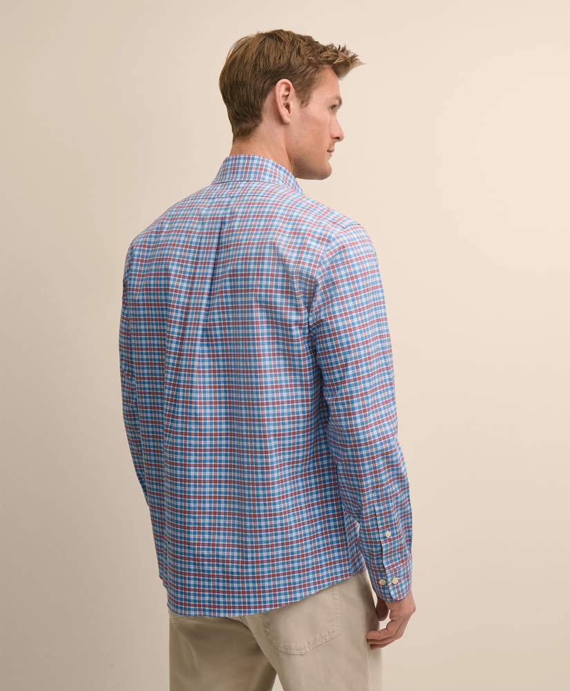 Stretch Supima&reg; Cotton Non-Iron Broadcloth Polo Button-Down Collar, Check Sport Shirt, image 4