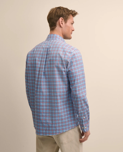Stretch Supima&reg; Cotton Non-Iron Broadcloth Polo Button-Down Collar, Check Sport Shirt, image 4