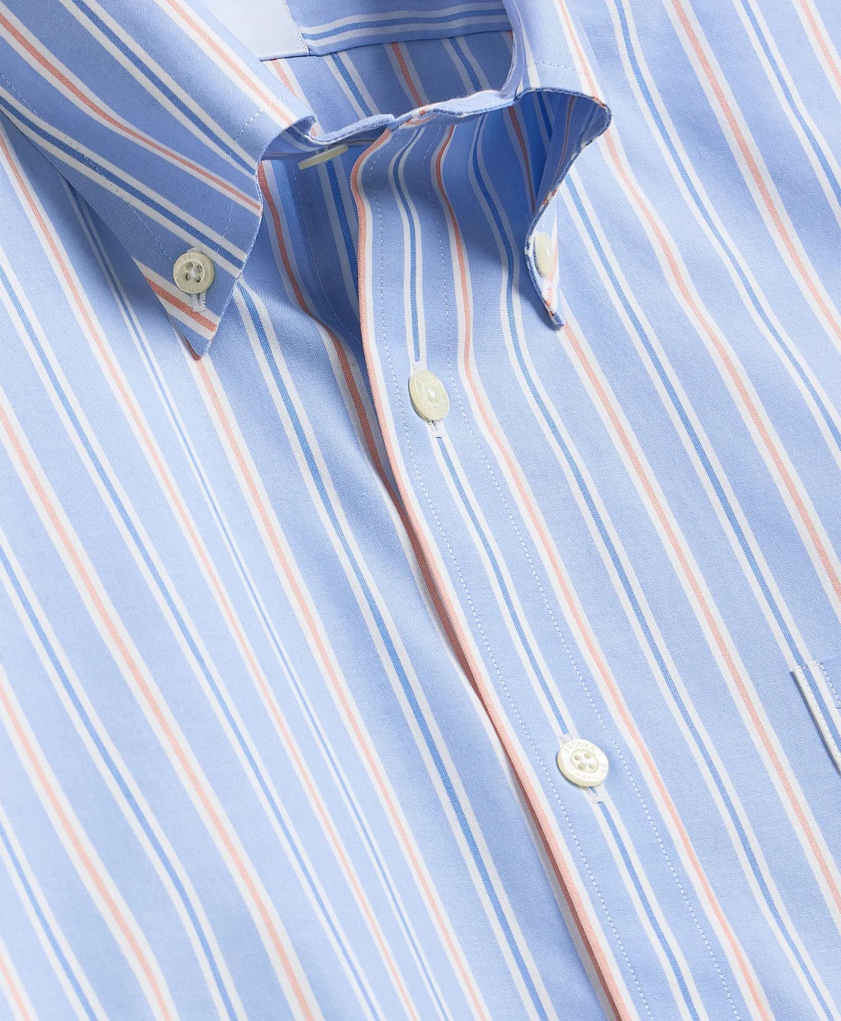 Stretch Non-Iron Poplin Polo Button Down Stripe Sport Shirt, image 2