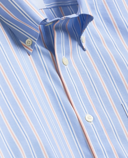 Stretch Non-Iron Poplin Polo Button Down Stripe Sport Shirt, image 2