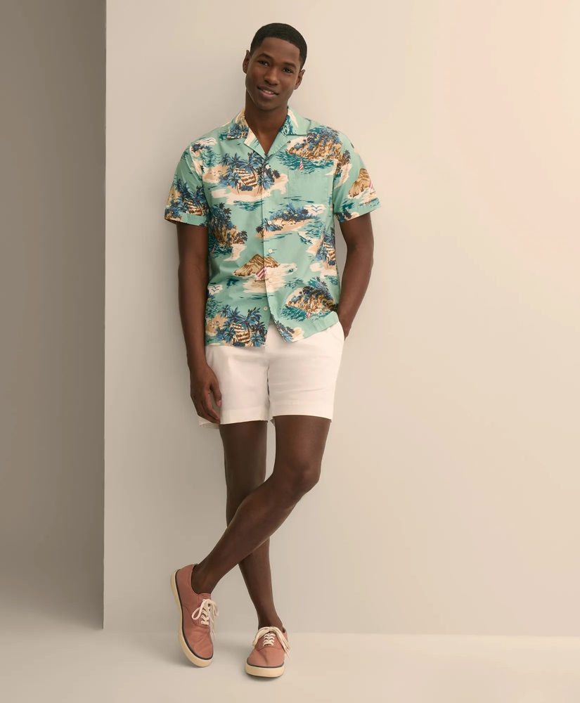 Cotton Camp Collar, Island Motif Short-Sleeve Shirt, image 1