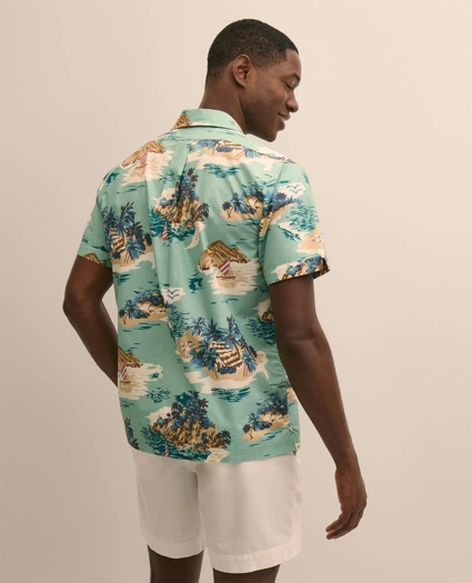 Cotton Camp Collar, Island Motif Short-Sleeve Shirt, image 4