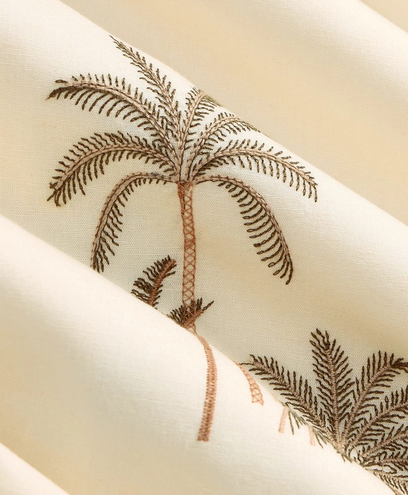 Cotton-Linen Camp Collar, Palm Tree Short-Sleeve Shirt, image 6