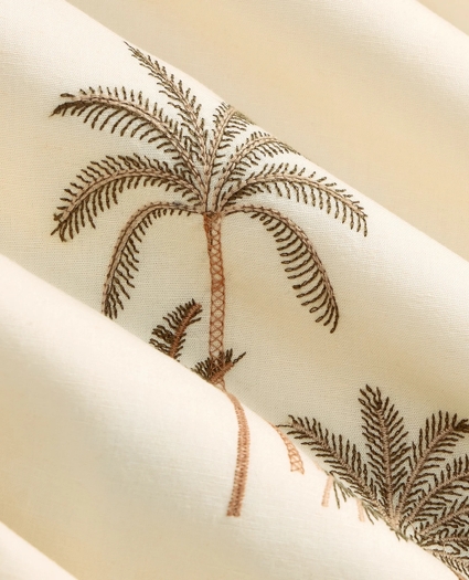 Cotton-Linen Camp Collar, Palm Tree Short-Sleeve Shirt, image 6