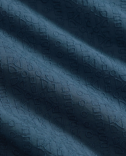 Cotton Embroidered Geo Camp Collar Short-Sleeve Shirt, image 6