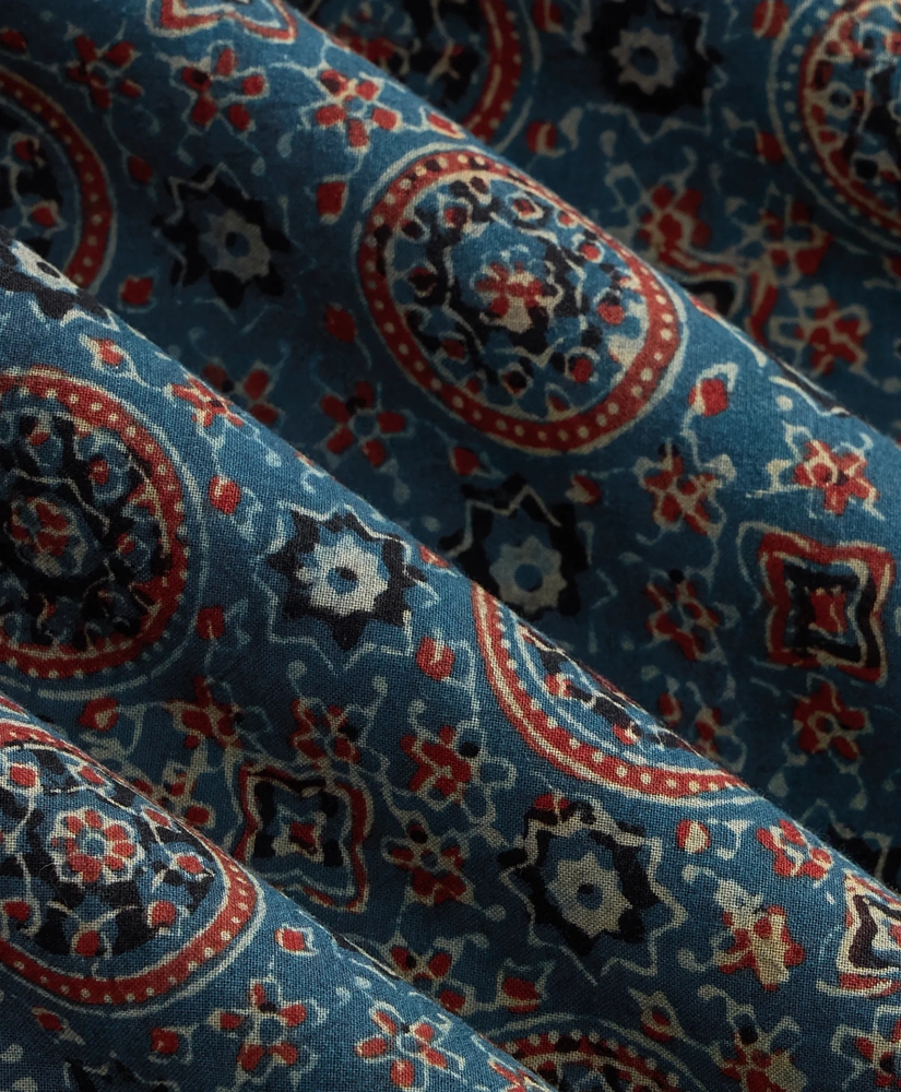 Cotton Camp Collar, Block Mosaic Print Short-Sleeve Shirt, image 3