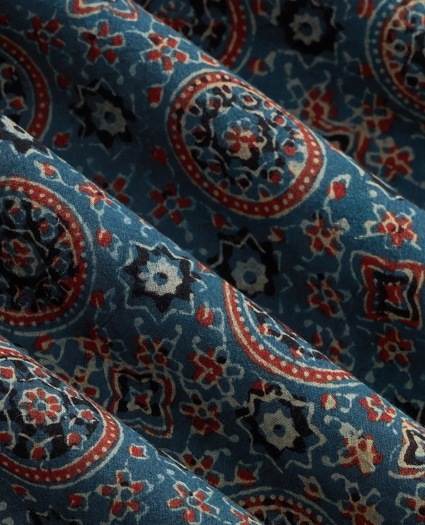 Cotton Camp Collar, Block Mosaic Print Short-Sleeve Shirt, image 6