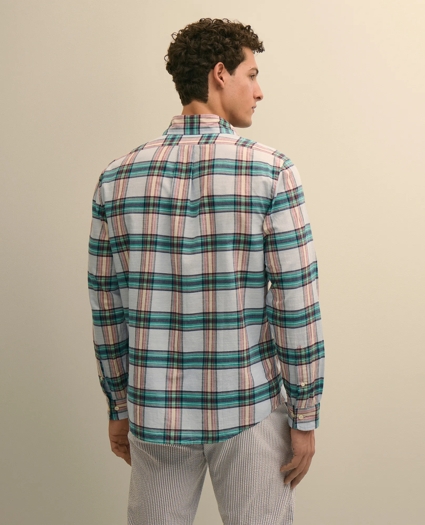 Cotton Madras Polo Button-Down Collar Shirt, image 3