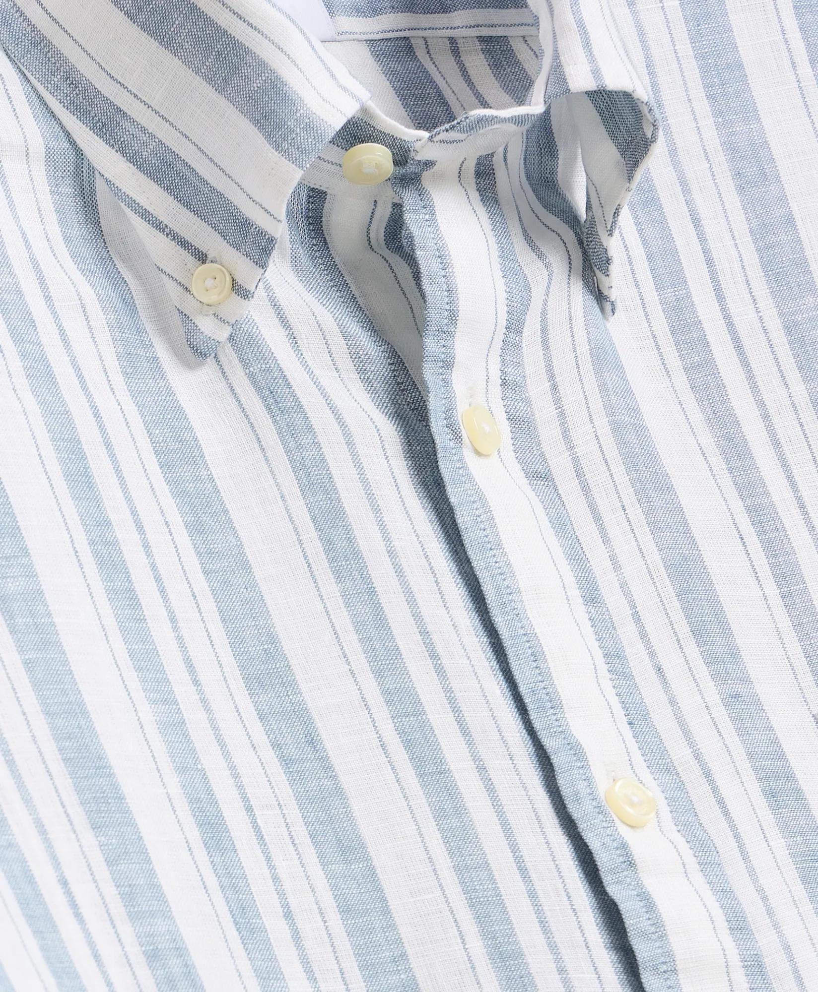 Irish Linen Short-Sleeve Stripe Sport Shirt, image 2