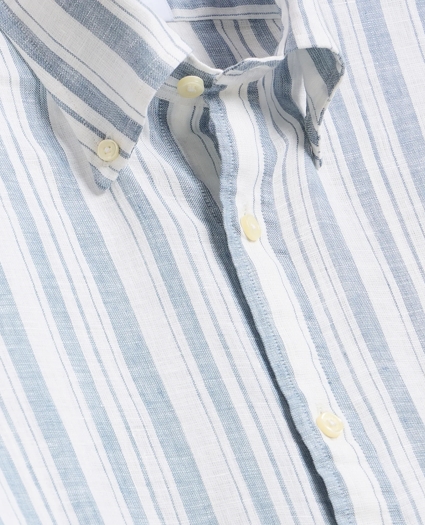 Irish Linen Short-Sleeve Stripe Sport Shirt, image 2