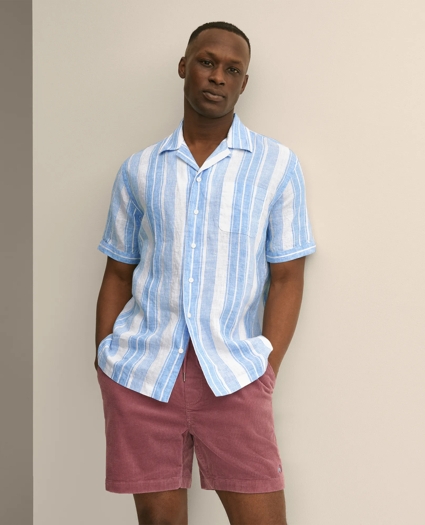 Irish Linen Short-Sleeve Camp Collar Sport Shirt, image 1