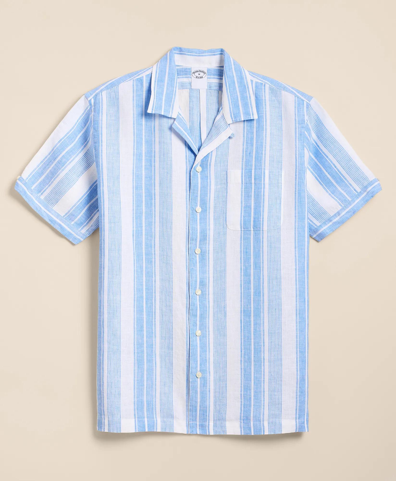 Irish Linen Short-Sleeve Camp Collar Sport Shirt, image 1