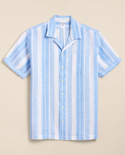 Irish Linen Short-Sleeve Camp Collar Sport Shirt, image 3