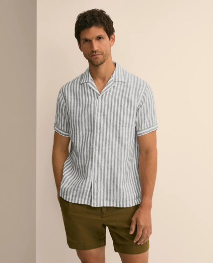 Irish Linen Short-Sleeve Camp Collar Sport Shirt, image 1