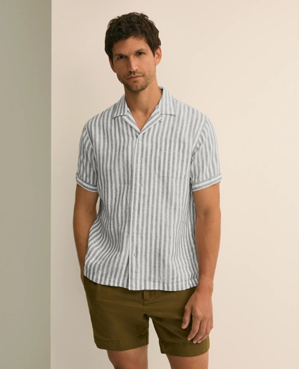 Irish Linen Short-Sleeve Camp Collar Sport Shirt, image 1