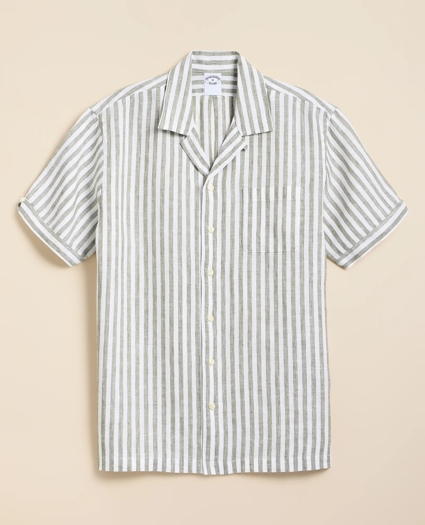 Irish Linen Short-Sleeve Camp Collar Sport Shirt, image 3